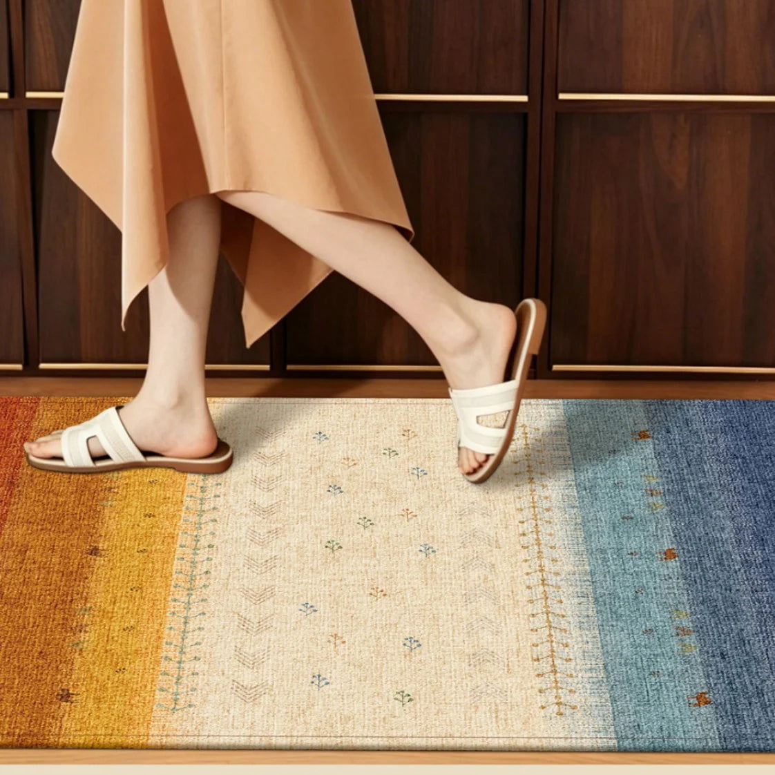 Area Rug Colorful Non-Slip Easy-Care Surface