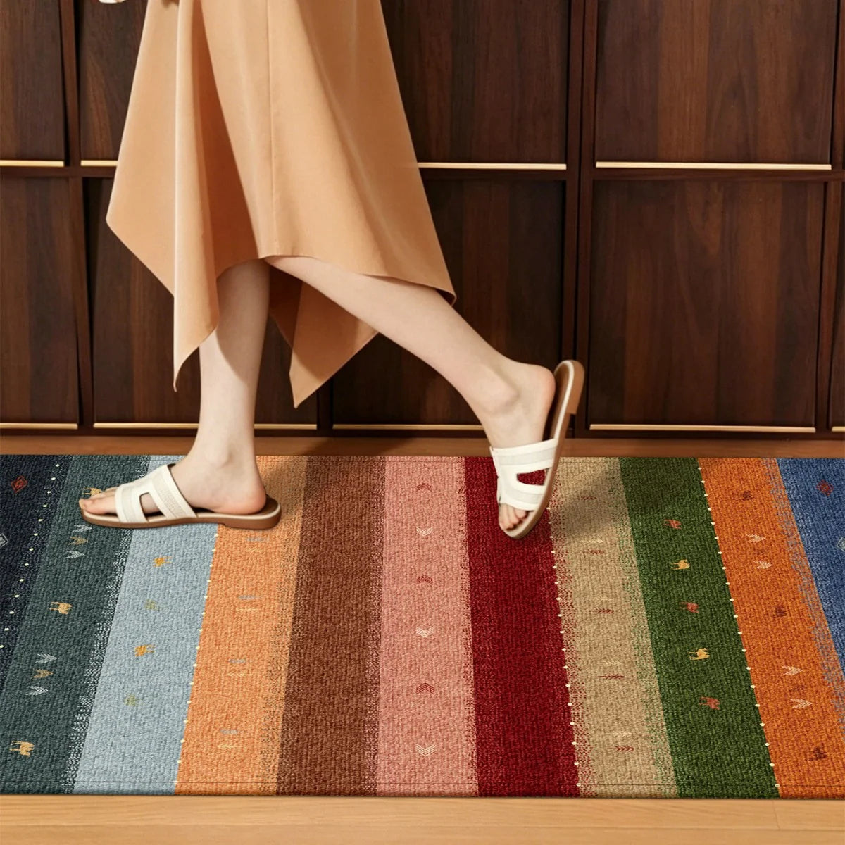 Area Rug Colorful Non-Slip Easy-Care Surface