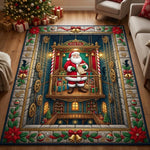 Area Rug Quilted Fabric Festive Gnome Design Machine Washable