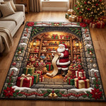 Area Rug Quilted Fabric Festive Gnome Design Machine Washable