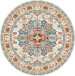 Area Rug Round Vintage Floral Non-Slip Backing