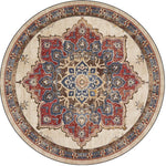 Area Rug Round Vintage Floral Non-Slip Backing
