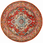 Area Rug Round Vintage Floral Non-Slip Backing