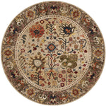 Area Rug Round Vintage Floral Non-Slip Backing