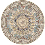 Area Rug Round Vintage Floral Non-Slip Backing