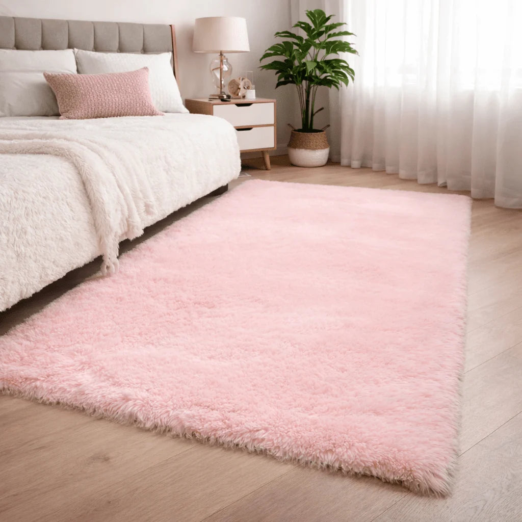 Area Rug Soft Polyester Easy-Clean Cream White
