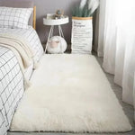 Area Rug Soft Polyester Easy-Clean Cream White
