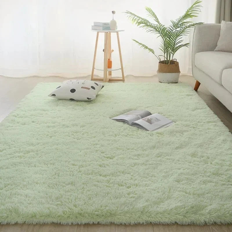Area Rug Soft Polyester Easy-Clean Cream White