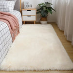Area Rug Soft Polyester Easy-Clean Cream White