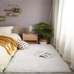 Area Rug Soft Polyester Easy-Clean Cream White