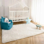 Area Rug Soft Polyester Easy-Clean Cream White