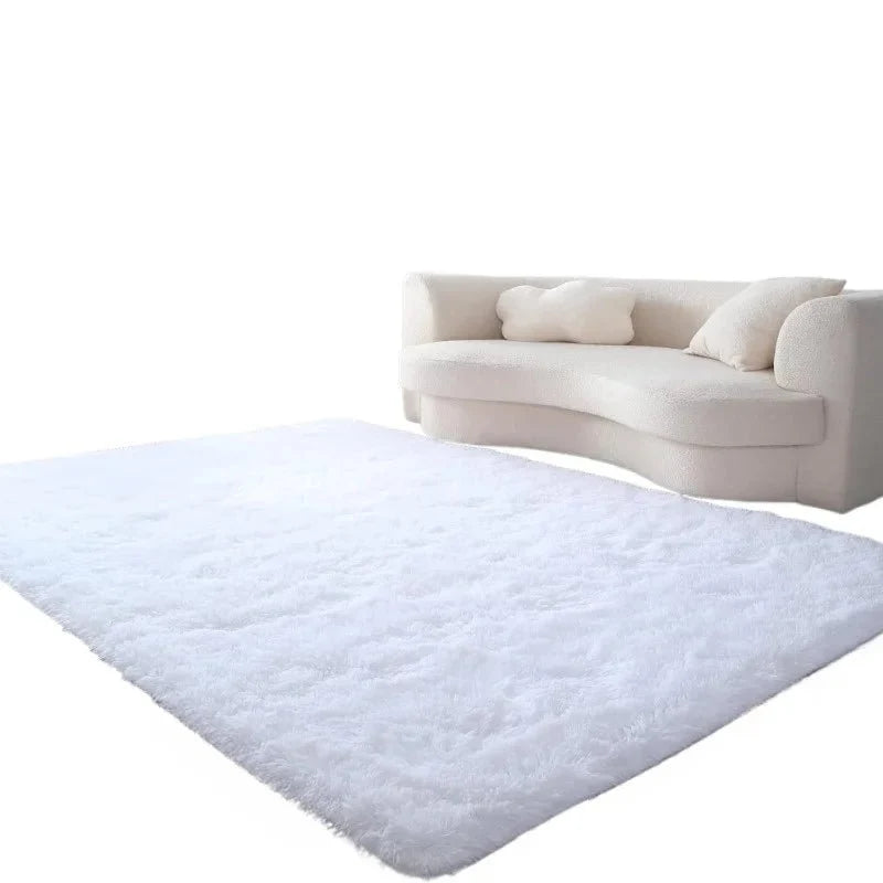 Area Rug Soft Polyester Easy-Clean Cream White