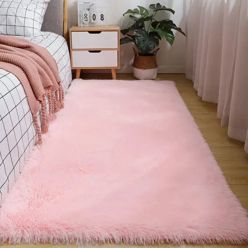 Area Rug Soft Polyester Easy-Clean Cream White