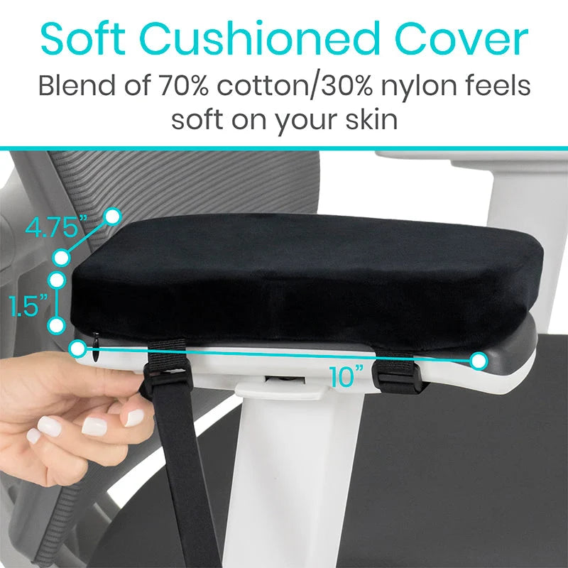 Armrest Pads Contouring Memory Foam Removable Cover Non-Slip Base