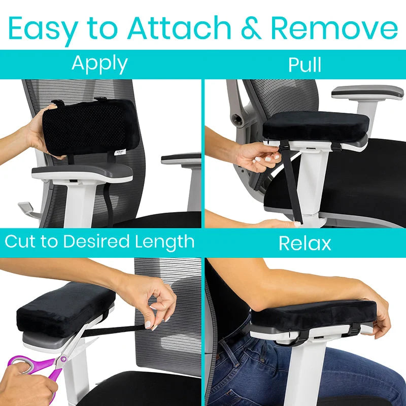Armrest Pads Contouring Memory Foam Removable Non-Slip Cover
