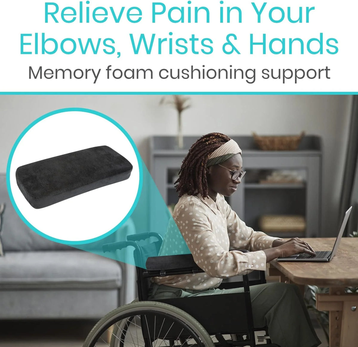 Armrest Pads Contouring Memory Foam Removable Non-Slip Cover