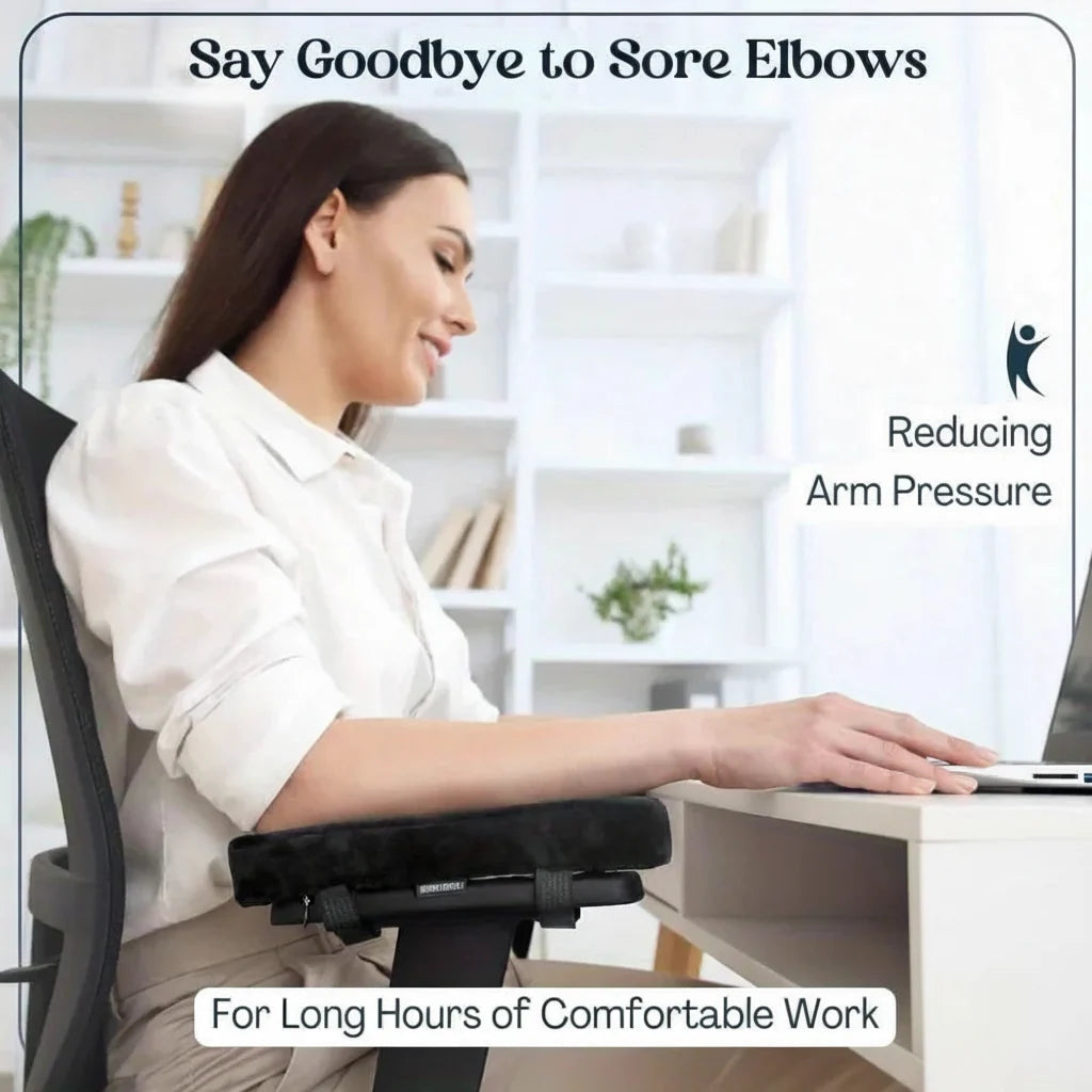 Armrest Pads Memory Foam Velvet Cover & Anti-Slip Straps