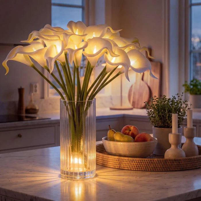 Artificial Calla Lily Bouquet LED 10 Blooms Bendable Stems