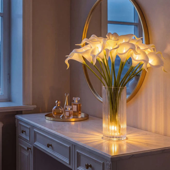 Artificial Calla Lily Bouquet LED 10 Blooms Bendable Stems