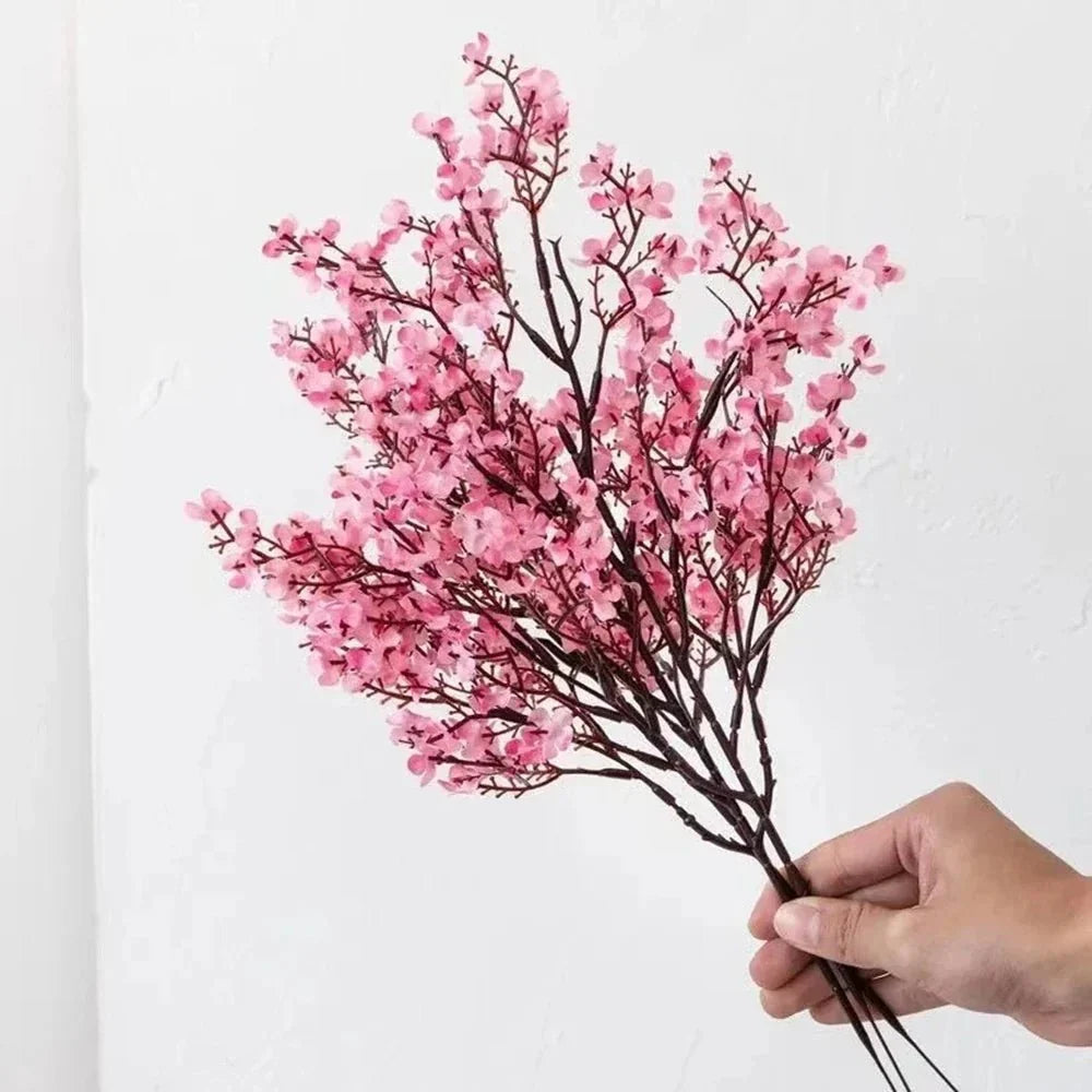 Artificial Cherry Blossom Stem Lifelike Pink Flexible Stem