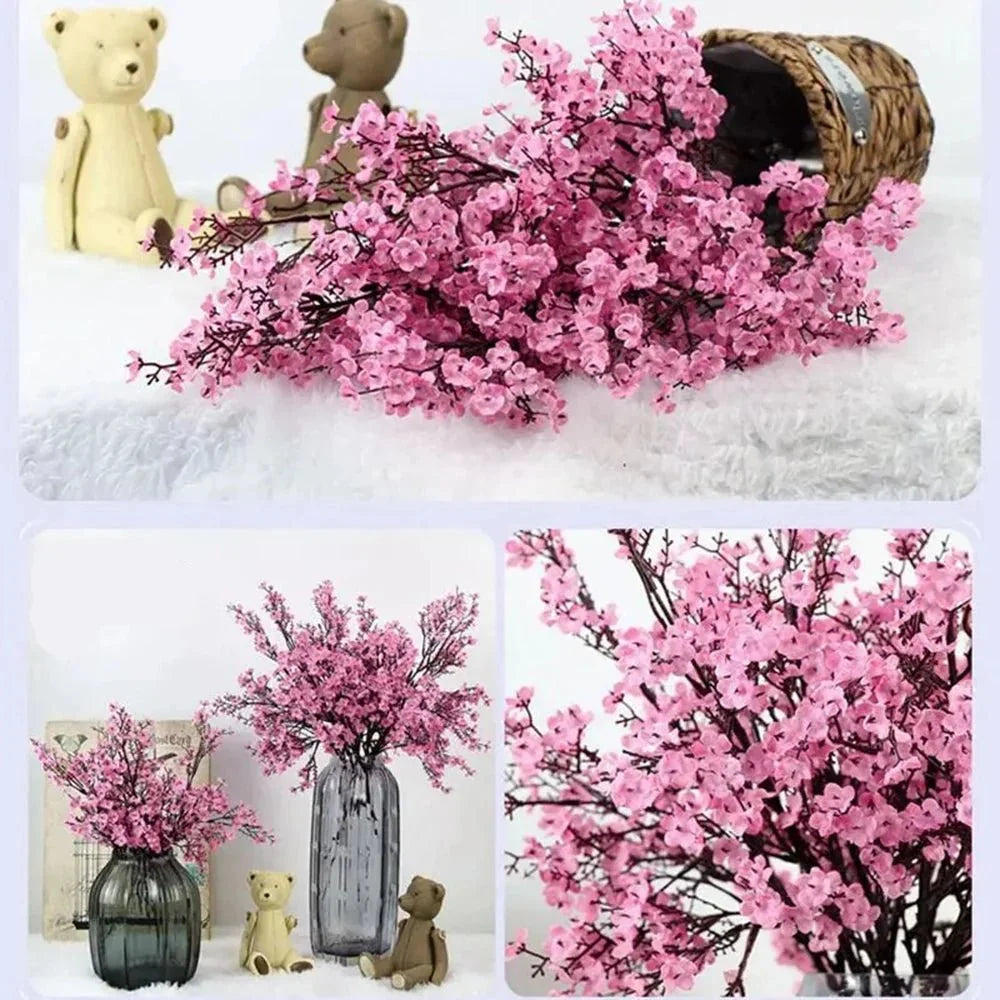 Artificial Cherry Blossom Stem Lifelike Pink Flexible Stem