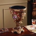 Artificial Flower Arrangement Silk Roses Gold Vase Fully Assembled