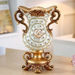 Artificial Flower Arrangement Silk Roses Gold Vase Fully Assembled