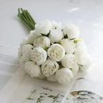 Artificial Peony Bouquet Silk 27 Blooms Lifelike Appearance