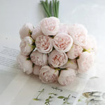 Artificial Peony Bouquet Silk 27 Blooms Lifelike Appearance