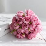 Artificial Peony Bouquet Silk 27 Blooms Lifelike Appearance