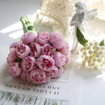 Artificial Peony Bouquet Silk 27 Blooms Lifelike Appearance