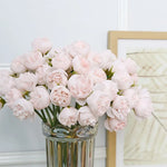 Artificial Peony Bouquet Silk 27 Blooms Lifelike Appearance