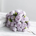 Artificial Peony Bouquet Silk 27 Blooms Lifelike Appearance