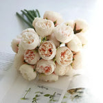 Artificial Peony Bouquet Silk 27 Blooms Lifelike Appearance