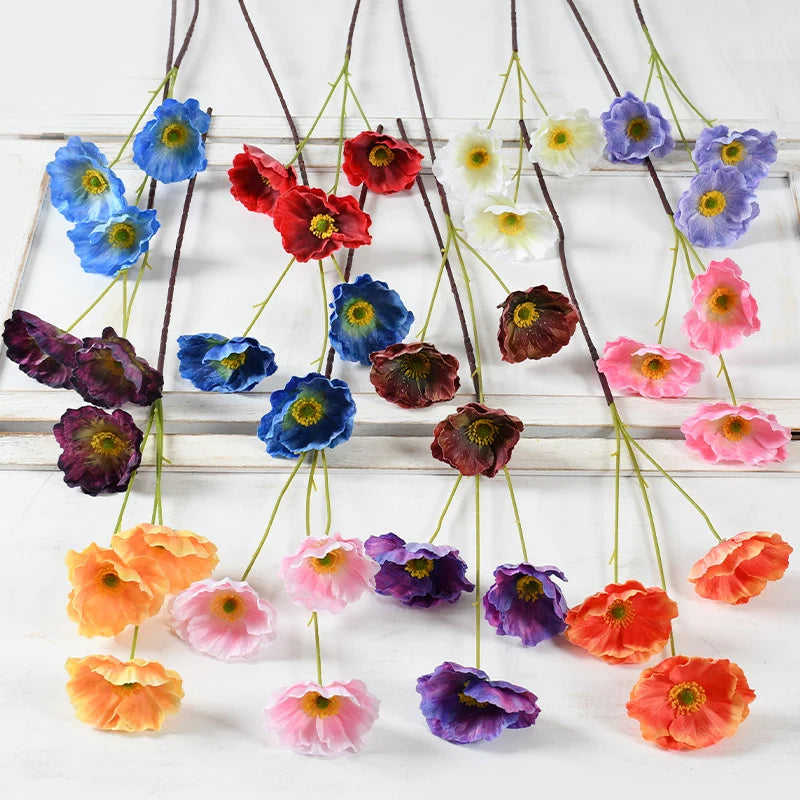 Artificial Poppy Flower Stem Lifelike No Maintenance