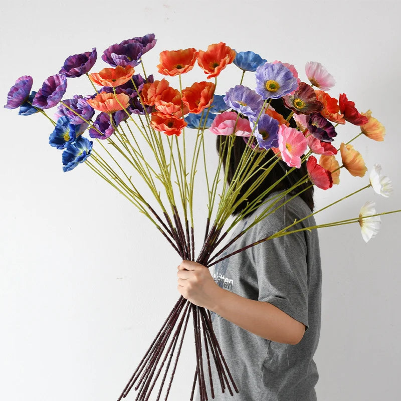Artificial Poppy Flower Stem Lifelike No Maintenance