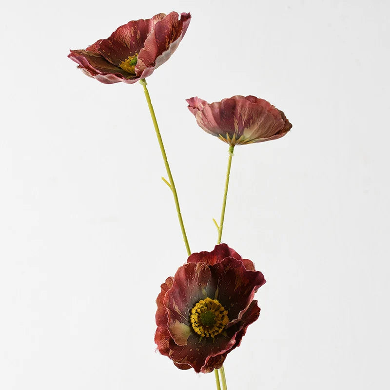 Artificial Poppy Flower Stem Lifelike No Maintenance