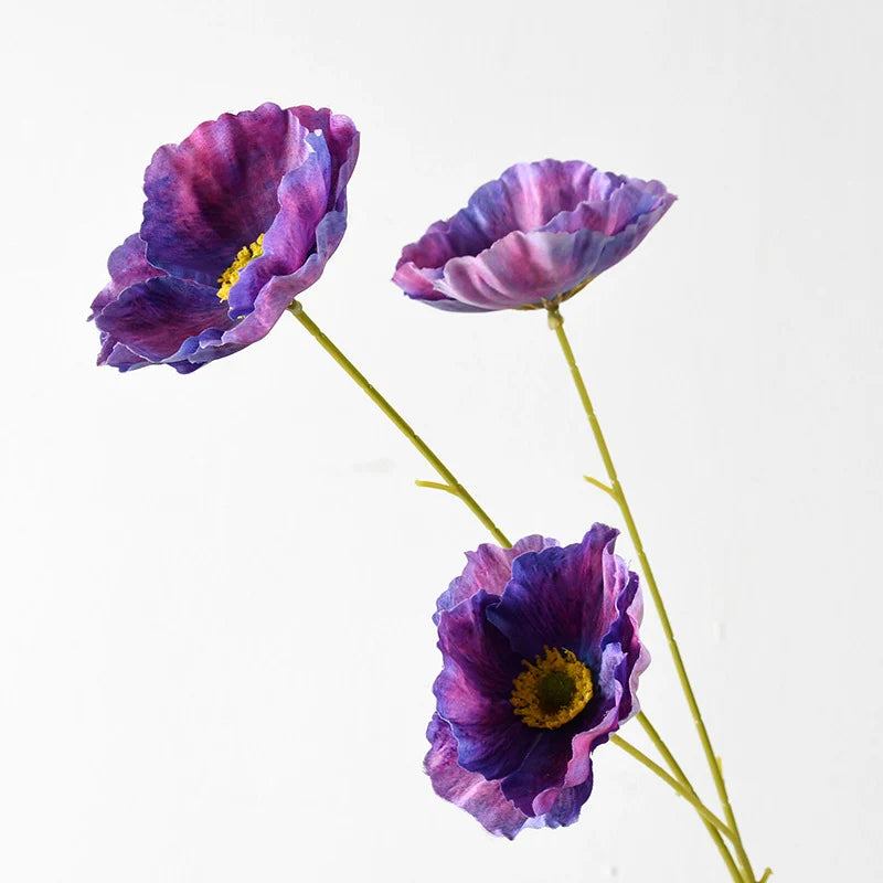 Artificial Poppy Flower Stem Lifelike No Maintenance
