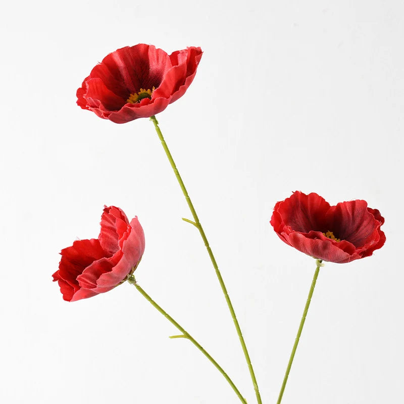 Artificial Poppy Flower Stem Lifelike No Maintenance