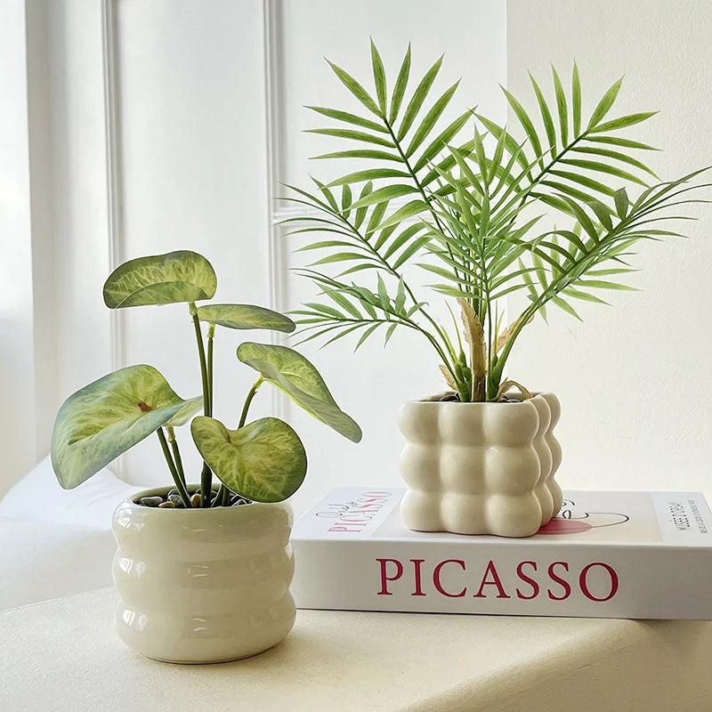 Artificial Potted Plant Realistic Low-Maintenance With Pot