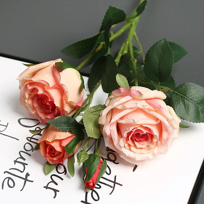 Artificial Rose Arrangement Lifelike Silk Maintenance-Free Decor