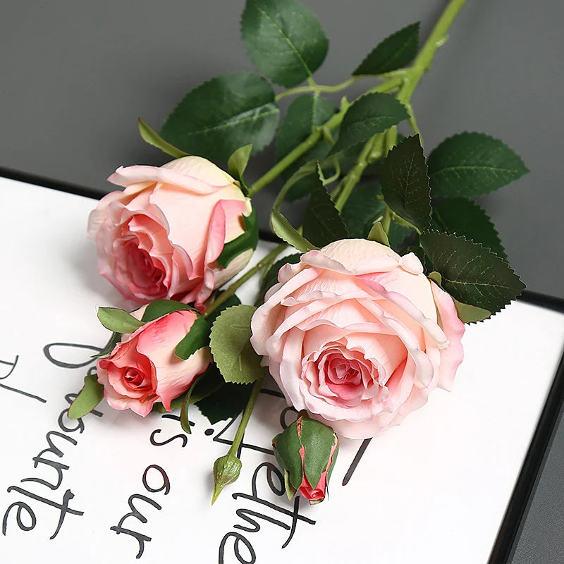 Artificial Rose Arrangement Lifelike Silk Maintenance-Free Decor