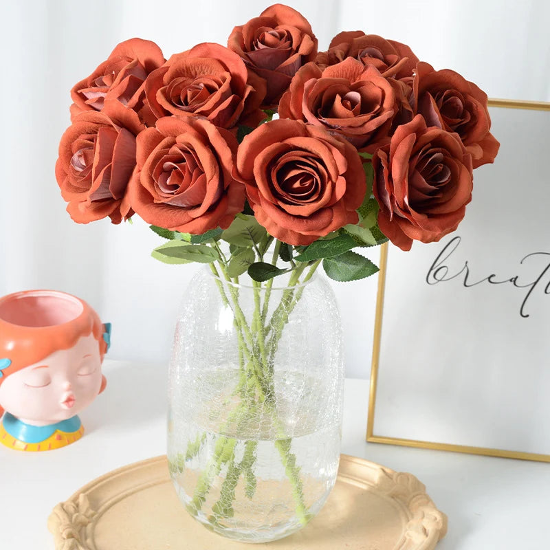 Artificial Rose Stem Realistic Silk Long-Lasting Decor