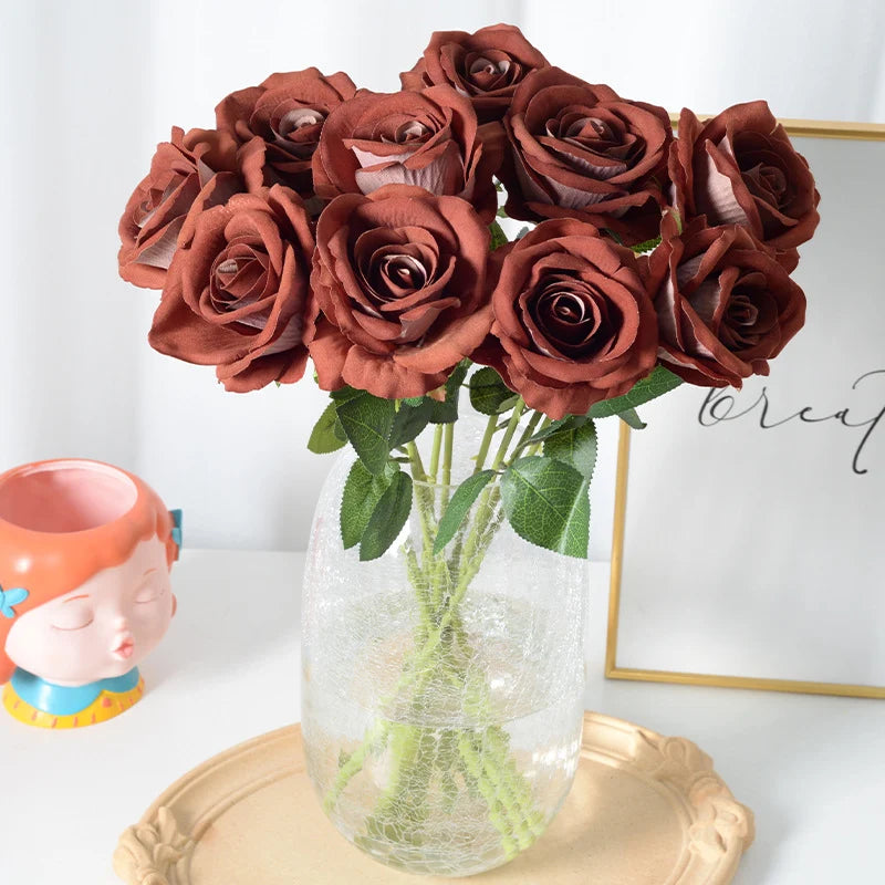 Artificial Rose Stem Realistic Silk Long-Lasting Decor