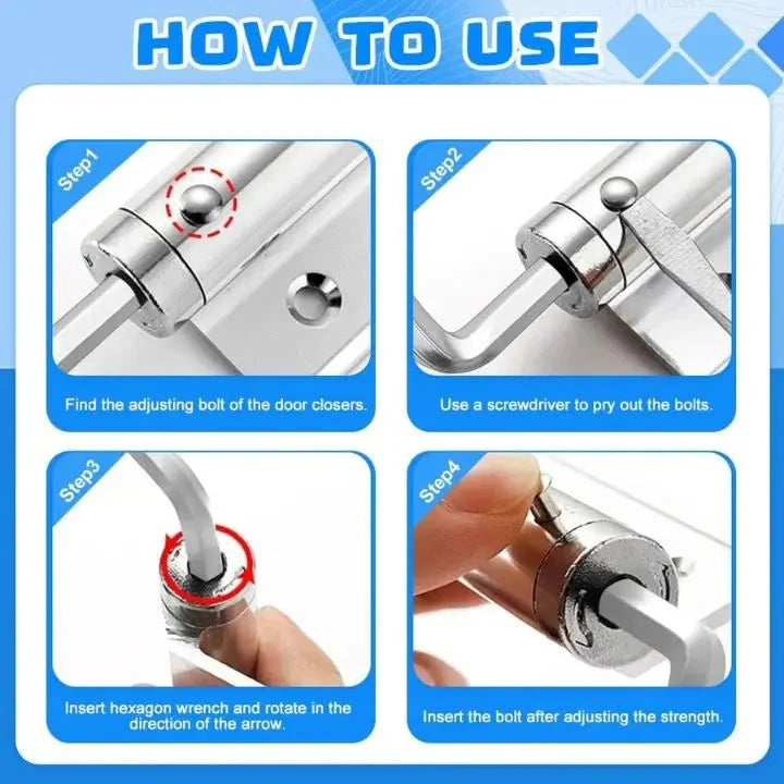 Automatic Door Closer Adjustable & Silent Stainless Steel