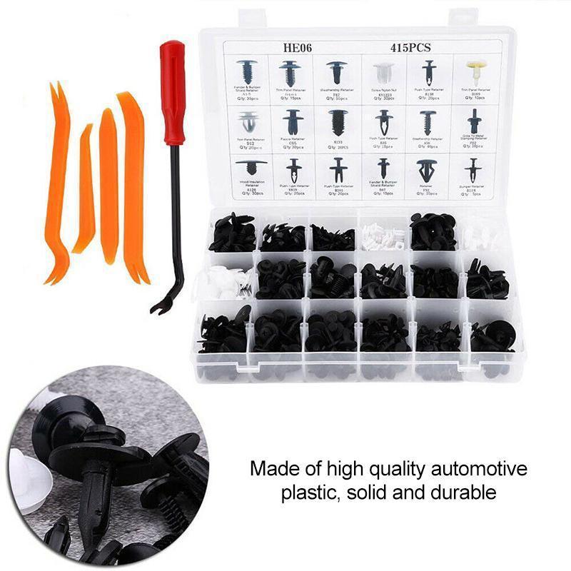 Automotive Fastener Kit 415-Piece Nylon Rivets & Tools