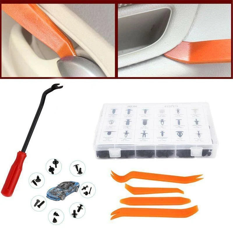 Automotive Fastener Kit 415-Piece Nylon Rivets & Tools