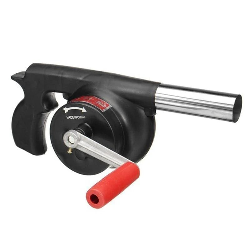 BBQ Fire Starter Blower Manual Crank Heat-Resistant Metal Nozzle