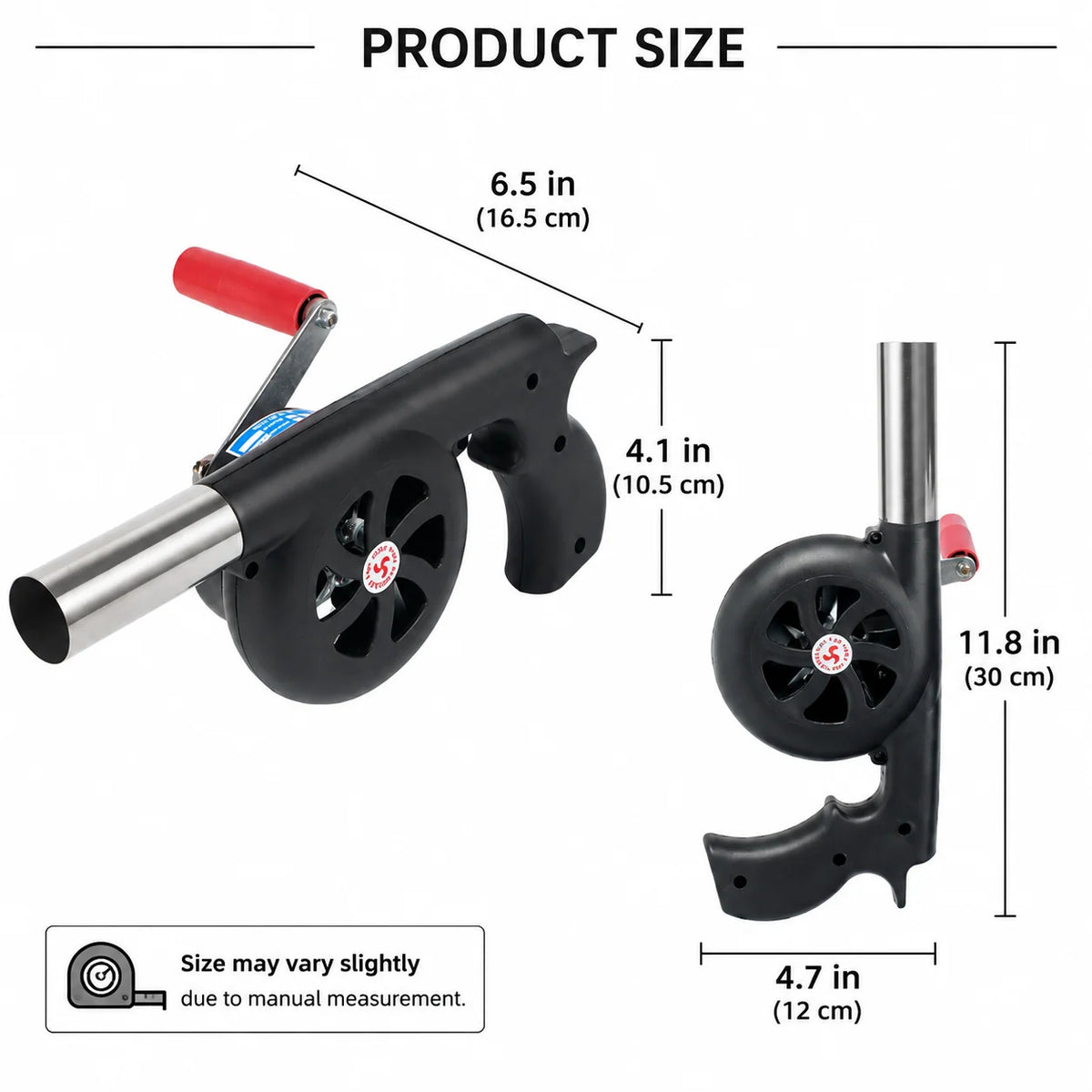 BBQ Fire Starter Blower Manual Crank Heat-Resistant Metal Nozzle