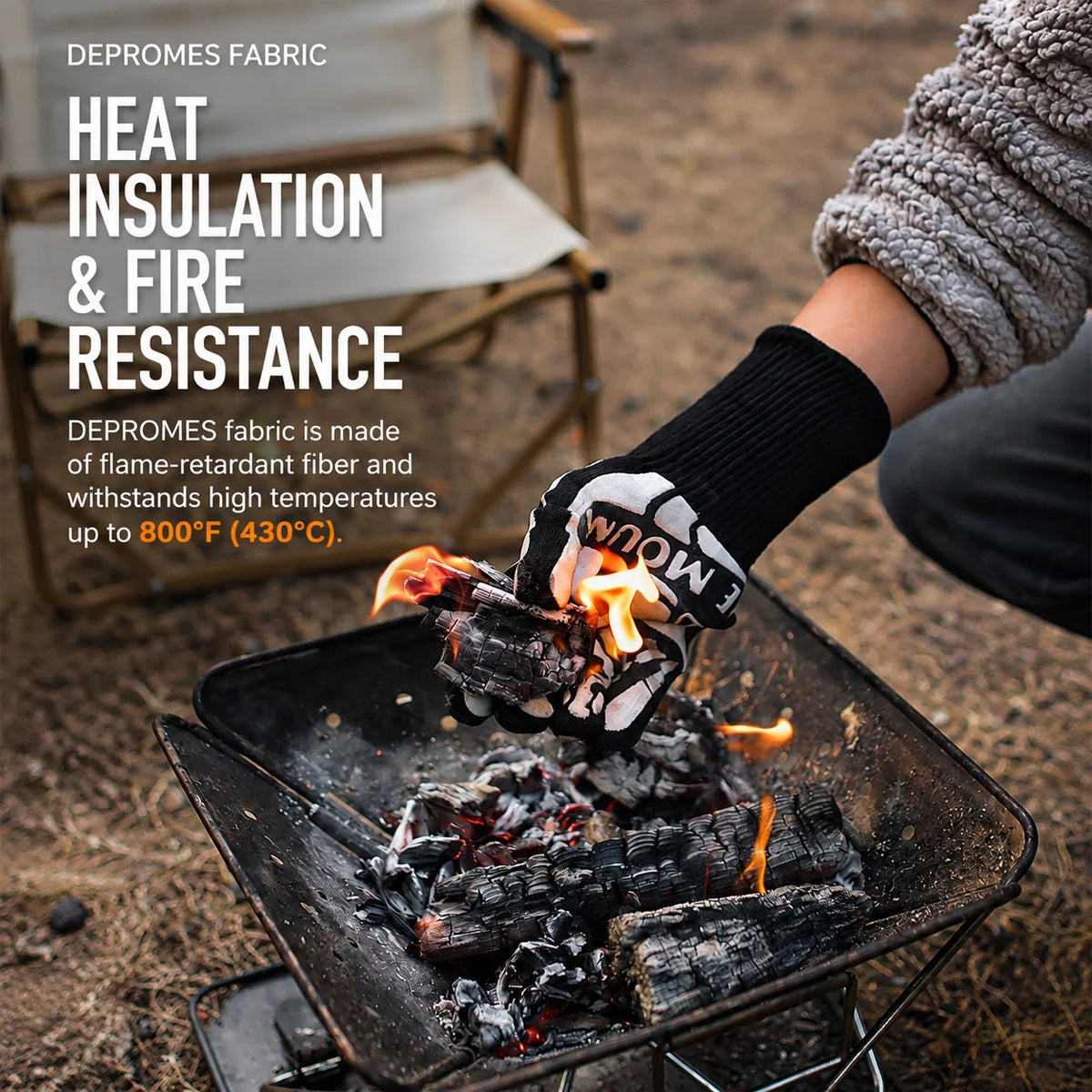 BBQ Gloves Heat-Resistant Non-Slip Grip Extended Cuffs